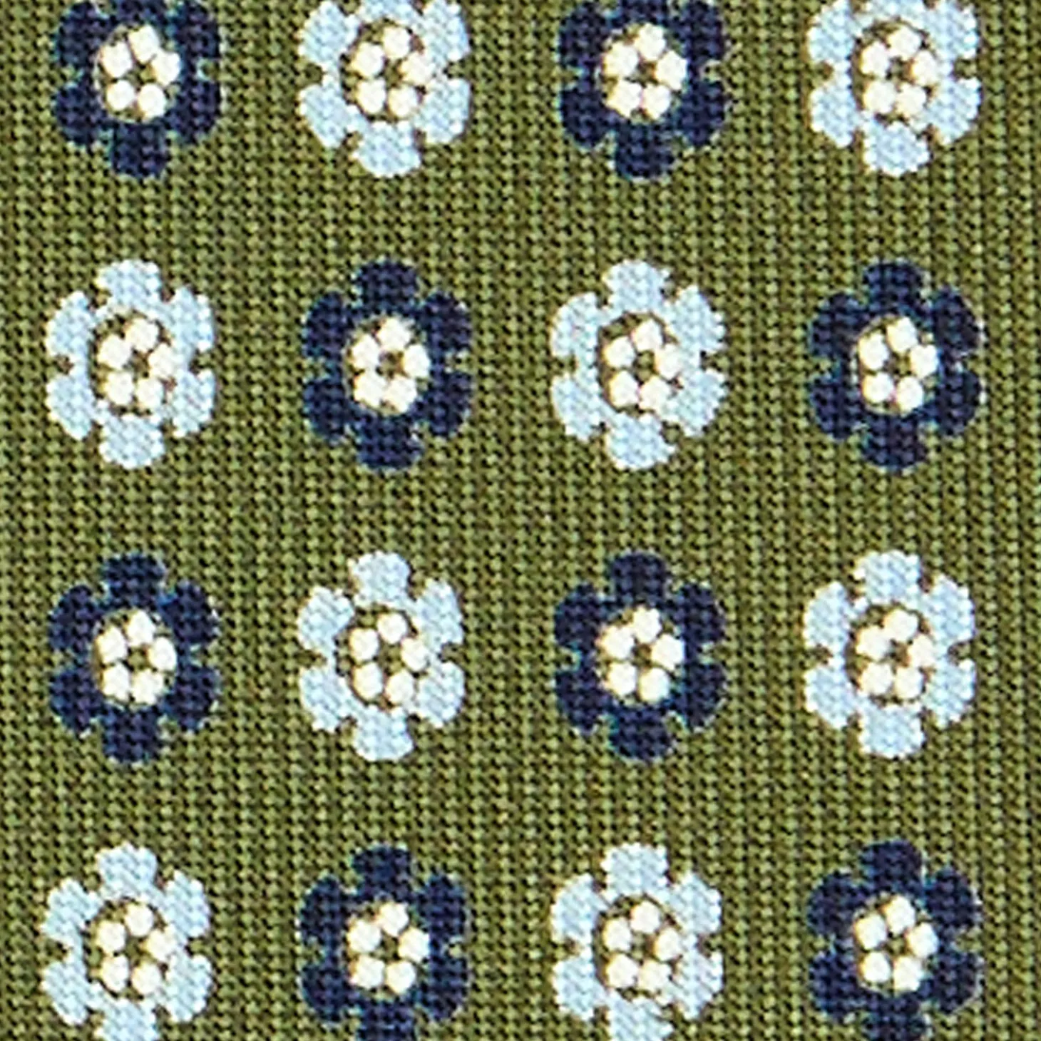CRAVATTA SARTORIALE CLASSICA IN SETA VERDE OLIVA Microfantasia fiore