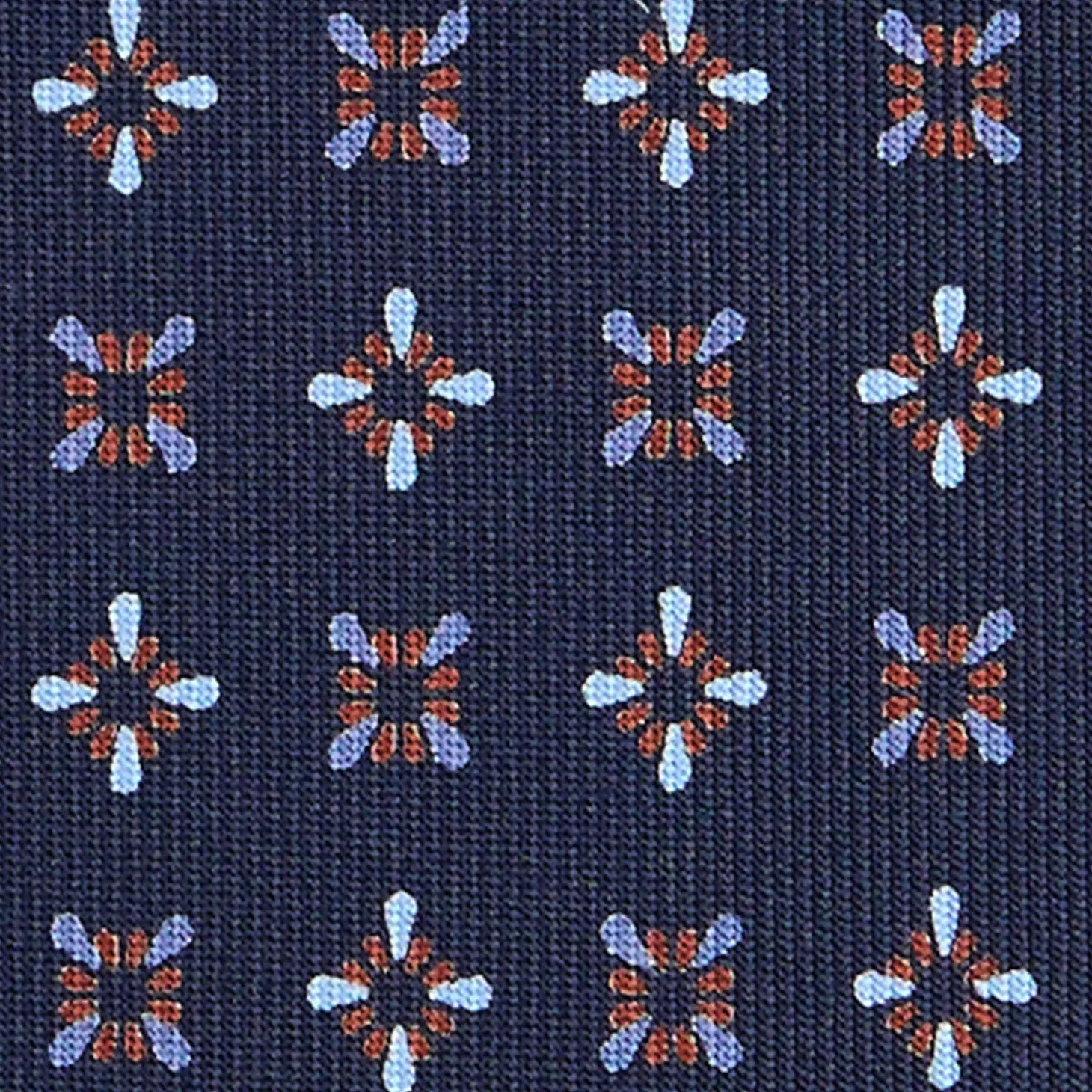 CRAVATTA SARTORIALE CLASSICA IN SETA BLU SCURO Microfantasia fiore