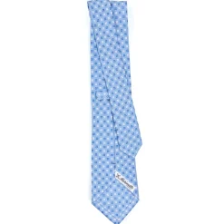 CRAVATTA SARTORIALE CLASSICA IN SETA AZZURRA Microfantasia fiore