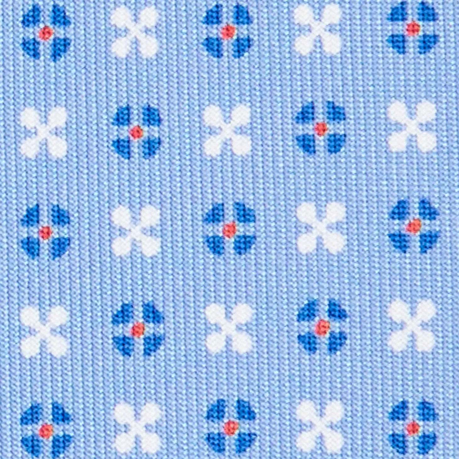 CRAVATTA SARTORIALE CLASSICA IN SETA AZZURRA Microfantasia fiore