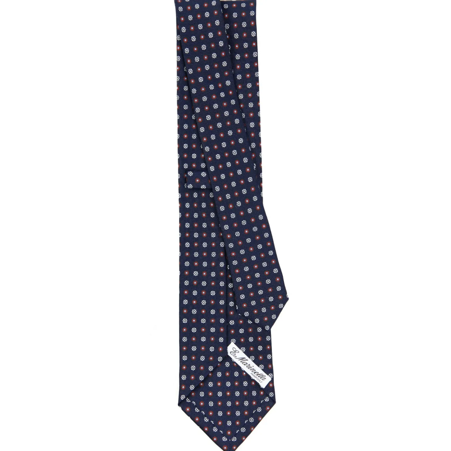 CRAVATTA SARTORIALE CLASSICA IN SETA BLU SCURO Microfantasia fiore