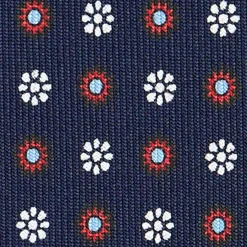 CRAVATTA SARTORIALE CLASSICA IN SETA BLU SCURO Microfantasia fiore