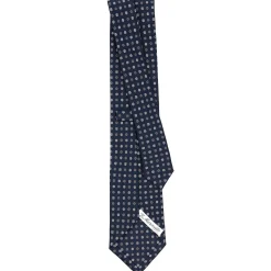 CRAVATTA SARTORIALE CLASSICA IN SETA BLU SCURO Microfantasia fiore