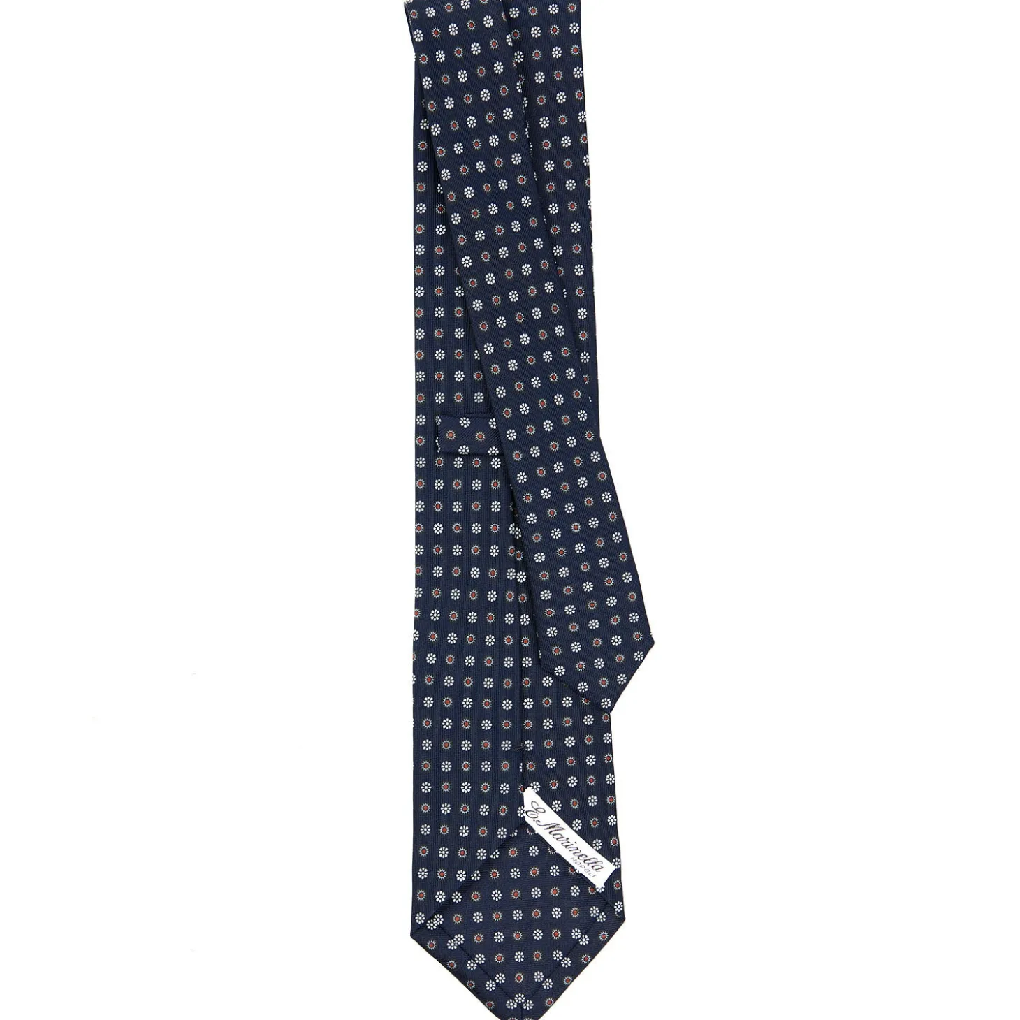 CRAVATTA SARTORIALE CLASSICA IN SETA BLU SCURO Microfantasia fiore
