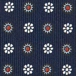 CRAVATTA SARTORIALE CLASSICA IN SETA BLU SCURO Microfantasia fiore