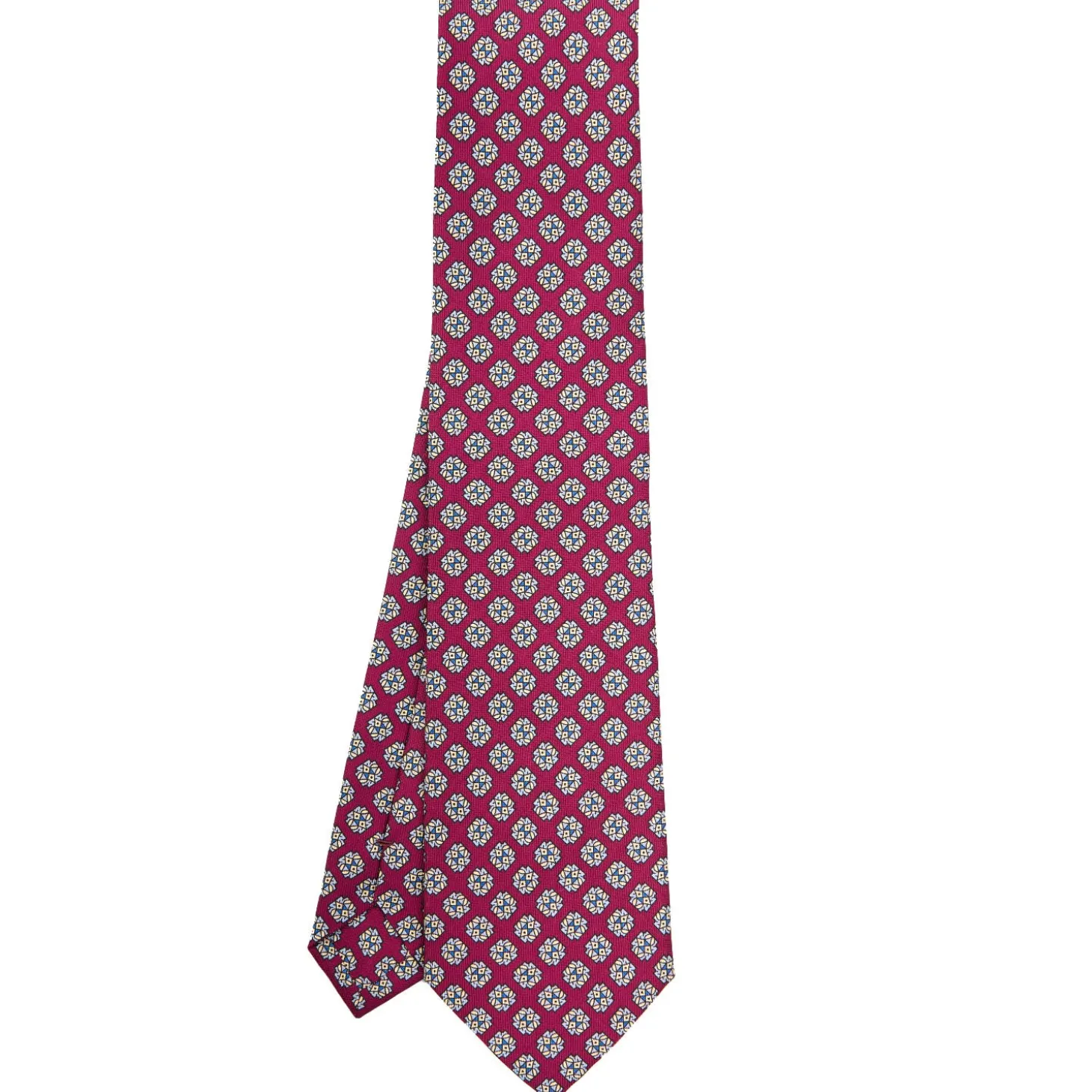 CRAVATTA SARTORIALE CLASSICA IN SETA BORDEAUX Microfantasia fiore