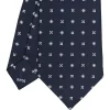 CRAVATTA SARTORIALE CLASSICA IN SETA BLU SCURO Microfantasia fiore