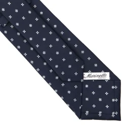 CRAVATTA SARTORIALE CLASSICA IN SETA BLU SCURO Microfantasia fiore