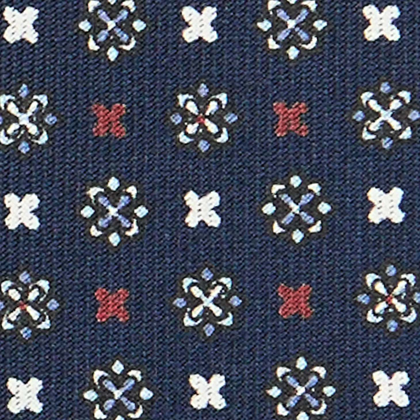 CRAVATTA SARTORIALE CLASSICA IN SETA BLU SCURO Microfantasia fiore
