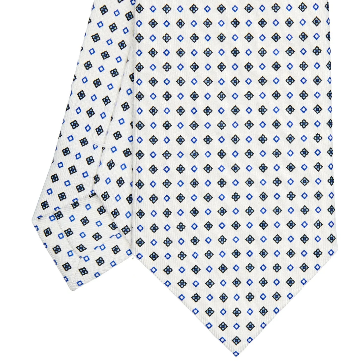CRAVATTA SARTORIALE CLASSICA IN SETA BIANCA Microfantasia fiore