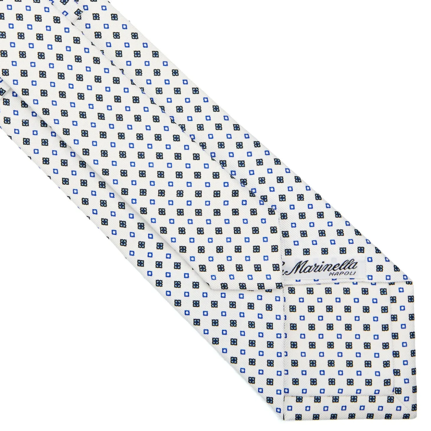 CRAVATTA SARTORIALE CLASSICA IN SETA BIANCA Microfantasia fiore