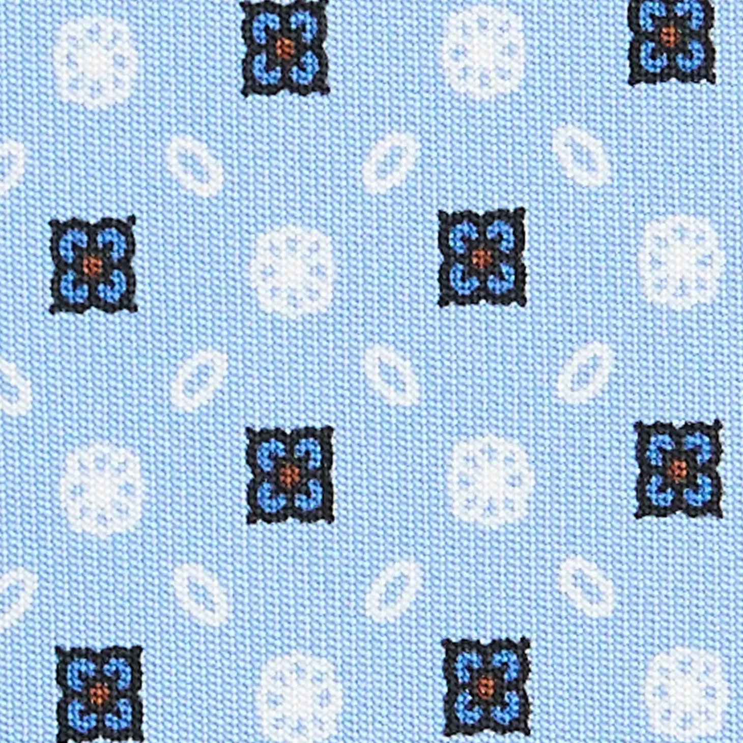 CRAVATTA SARTORIALE CLASSICA IN SETA AZZURRA Microfantasia fiore