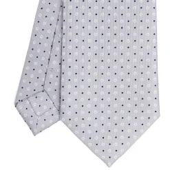 CRAVATTA SARTORIALE CLASSICA IN SETA GRIGIO CHIARO Microfantasia fiore