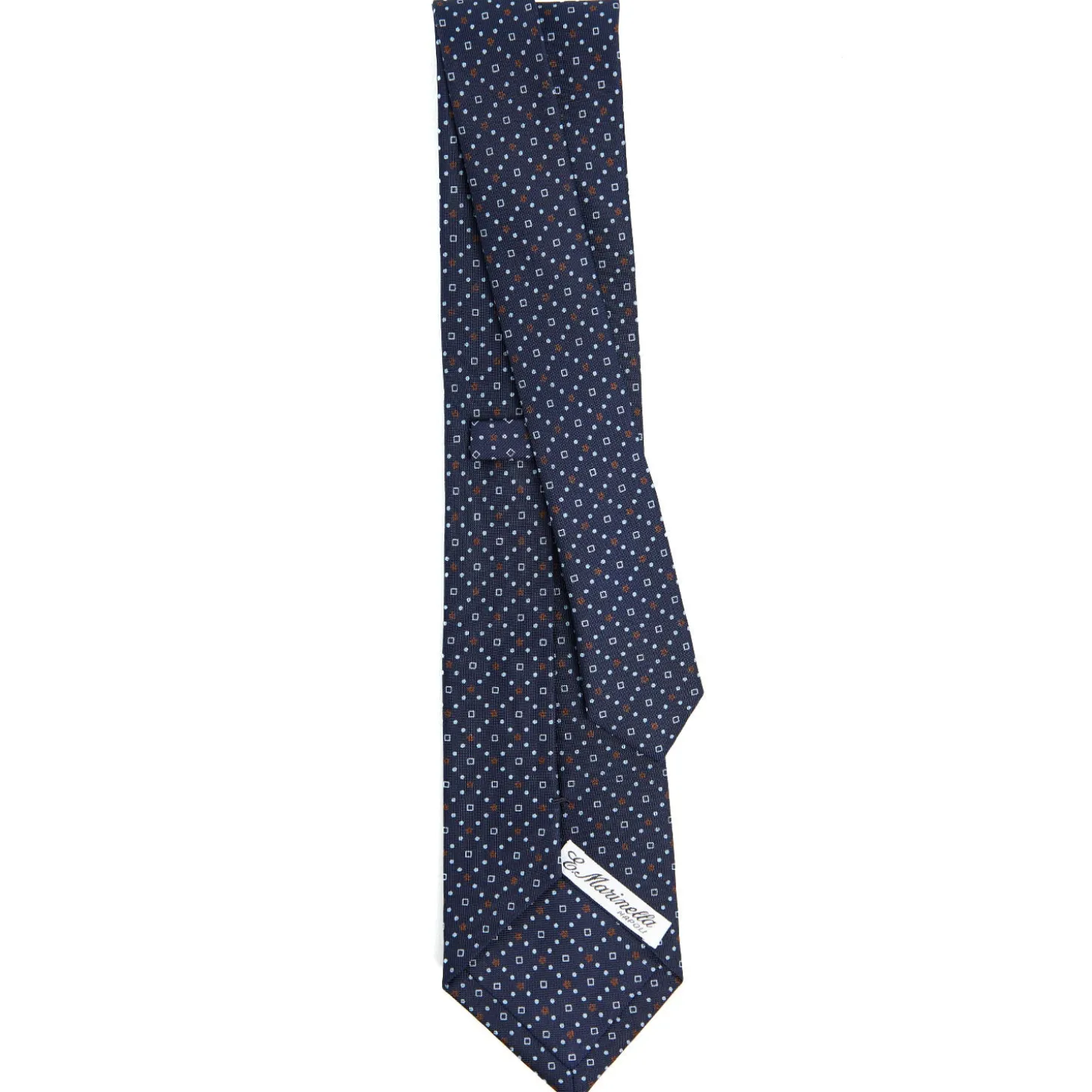 CRAVATTA SARTORIALE CLASSICA IN SETA BLU SCURO Microfantasia fiore