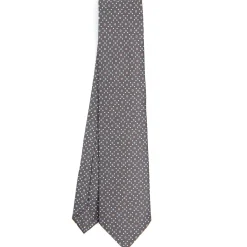CRAVATTA SARTORIALE CLASSICA IN SETA GRIGIO CHIARO Microfantasia fiore