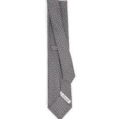 CRAVATTA SARTORIALE CLASSICA IN SETA GRIGIO CHIARO Microfantasia fiore