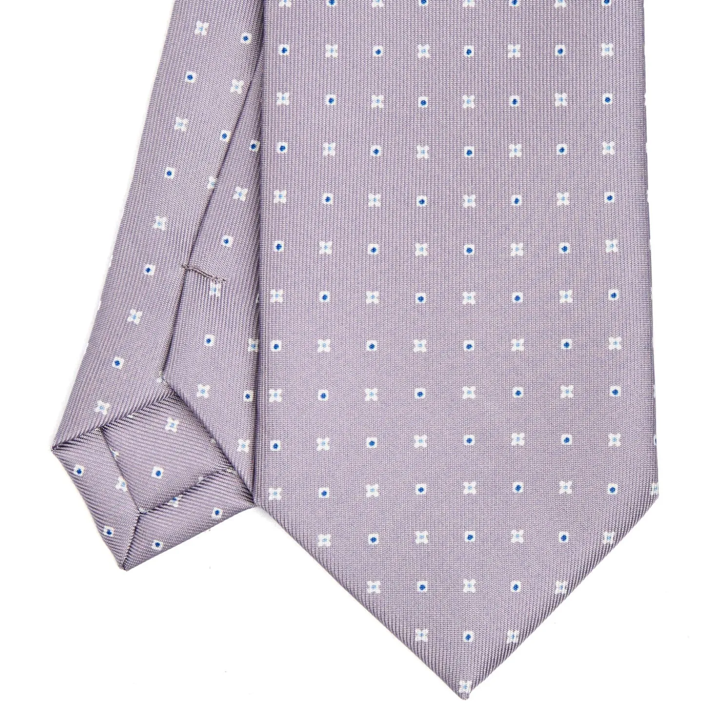 CRAVATTA SARTORIALE CLASSICA IN SETA GRIGIO CHIARO Microfantasia fiore