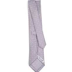 CRAVATTA SARTORIALE CLASSICA IN SETA GRIGIO CHIARO Microfantasia fiore