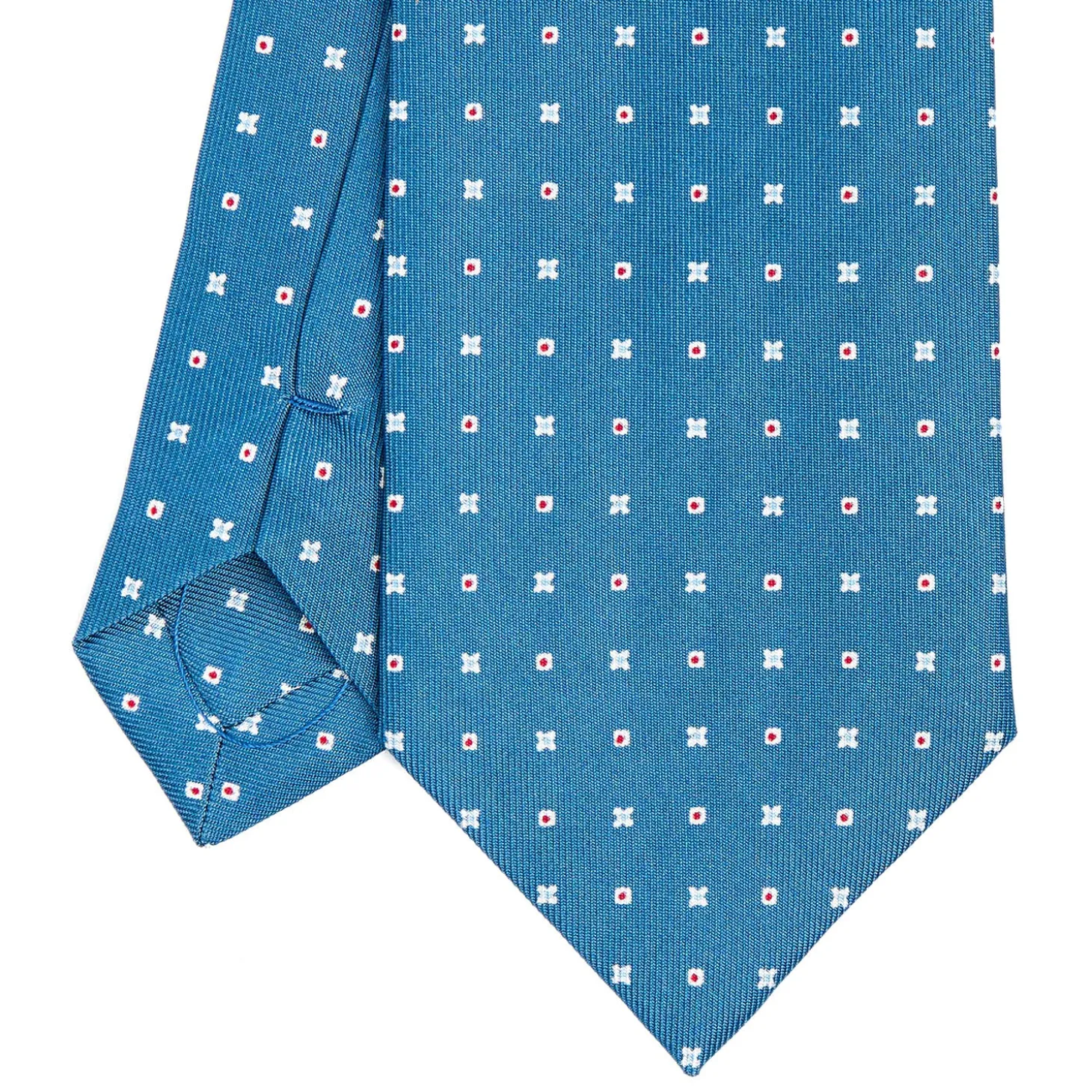 CRAVATTA SARTORIALE CLASSICA IN SETA BLU Microfantasia fiore