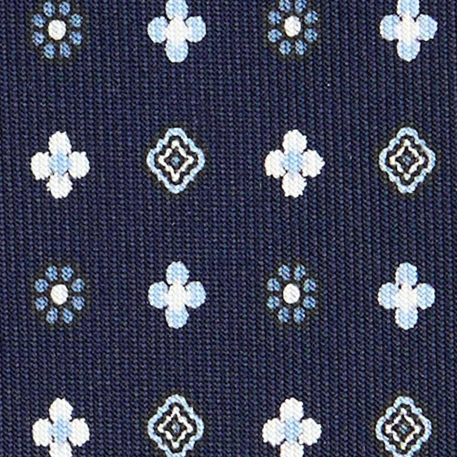 CRAVATTA SARTORIALE CLASSICA IN SETA BLU SCURO Microfantasia fiore