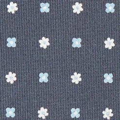 CRAVATTA SARTORIALE CLASSICA IN SETA GRIGIO SCURO Microfantasia fiore