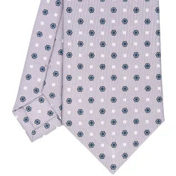 CRAVATTA SARTORIALE CLASSICA IN SETA GRIGIO CHIARO Microfantasia fiore
