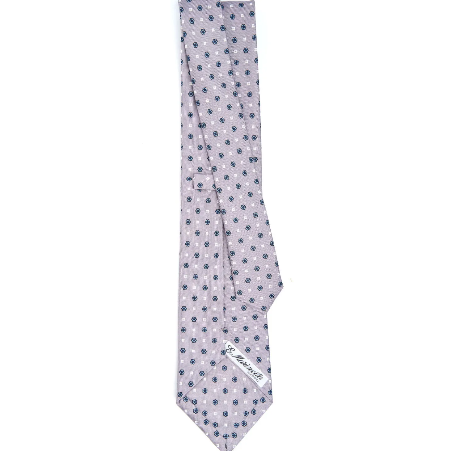 CRAVATTA SARTORIALE CLASSICA IN SETA GRIGIO CHIARO Microfantasia fiore