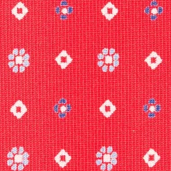 CRAVATTA SARTORIALE CLASSICA IN SETA ROSSA Microfantasia fiore