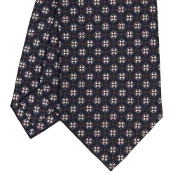 CRAVATTA SARTORIALE CLASSICA IN SETA BLU SCURO Microfantasia fiore