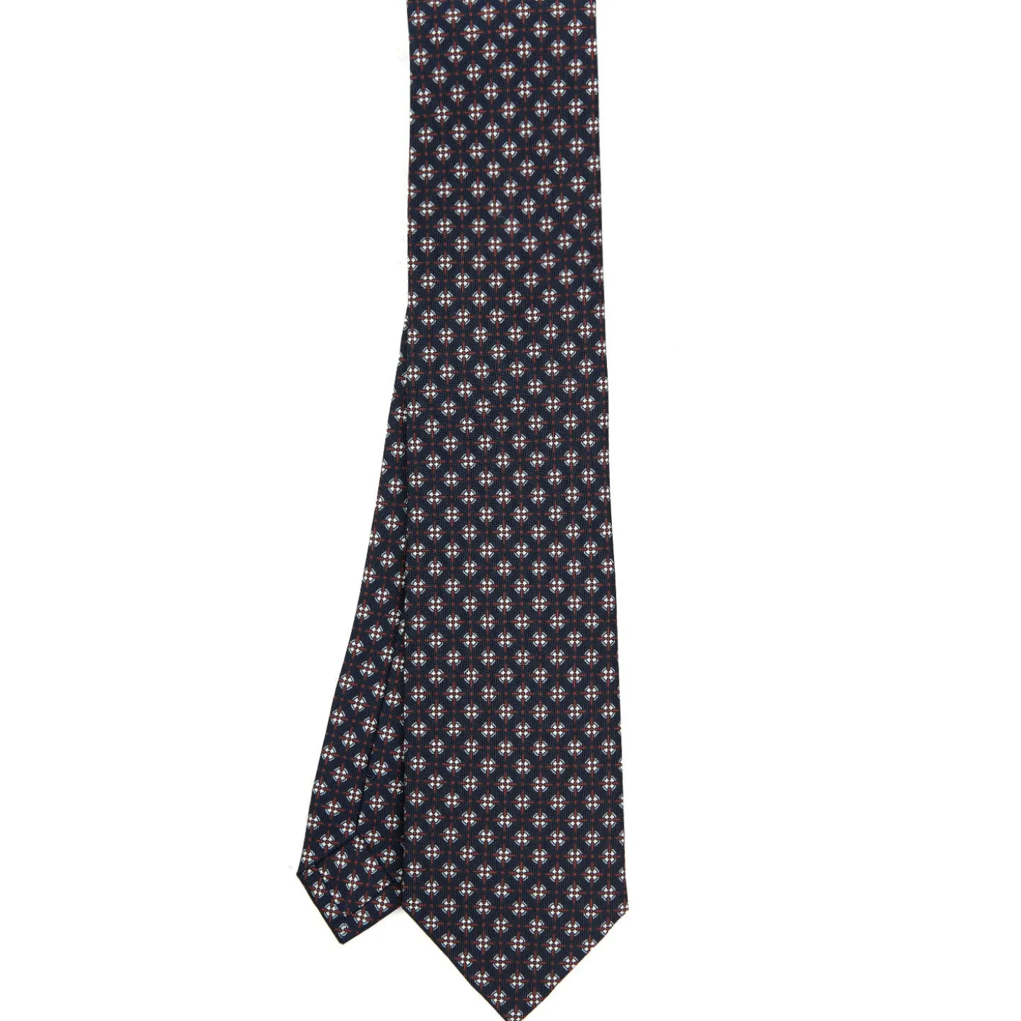 CRAVATTA SARTORIALE CLASSICA IN SETA BLU SCURO Microfantasia fiore