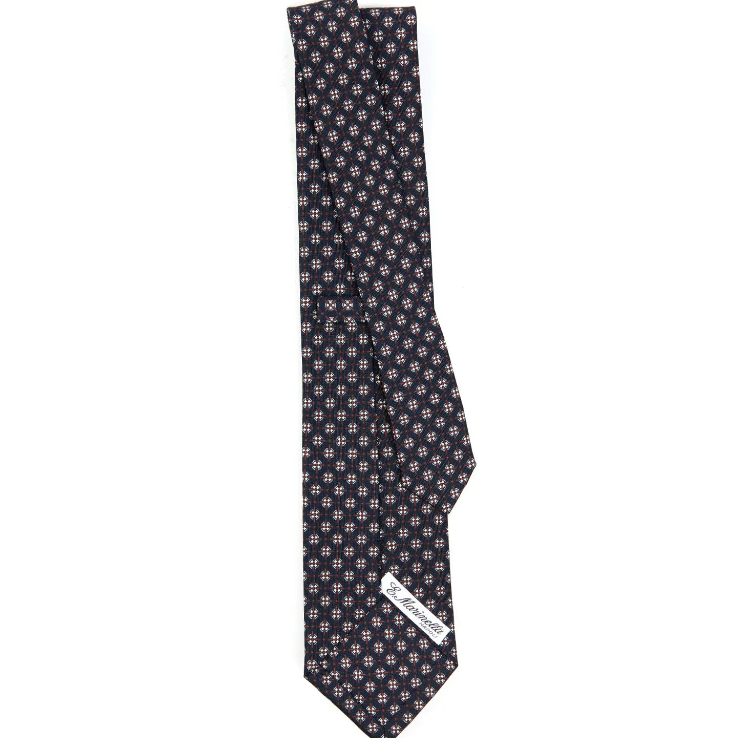 CRAVATTA SARTORIALE CLASSICA IN SETA BLU SCURO Microfantasia fiore