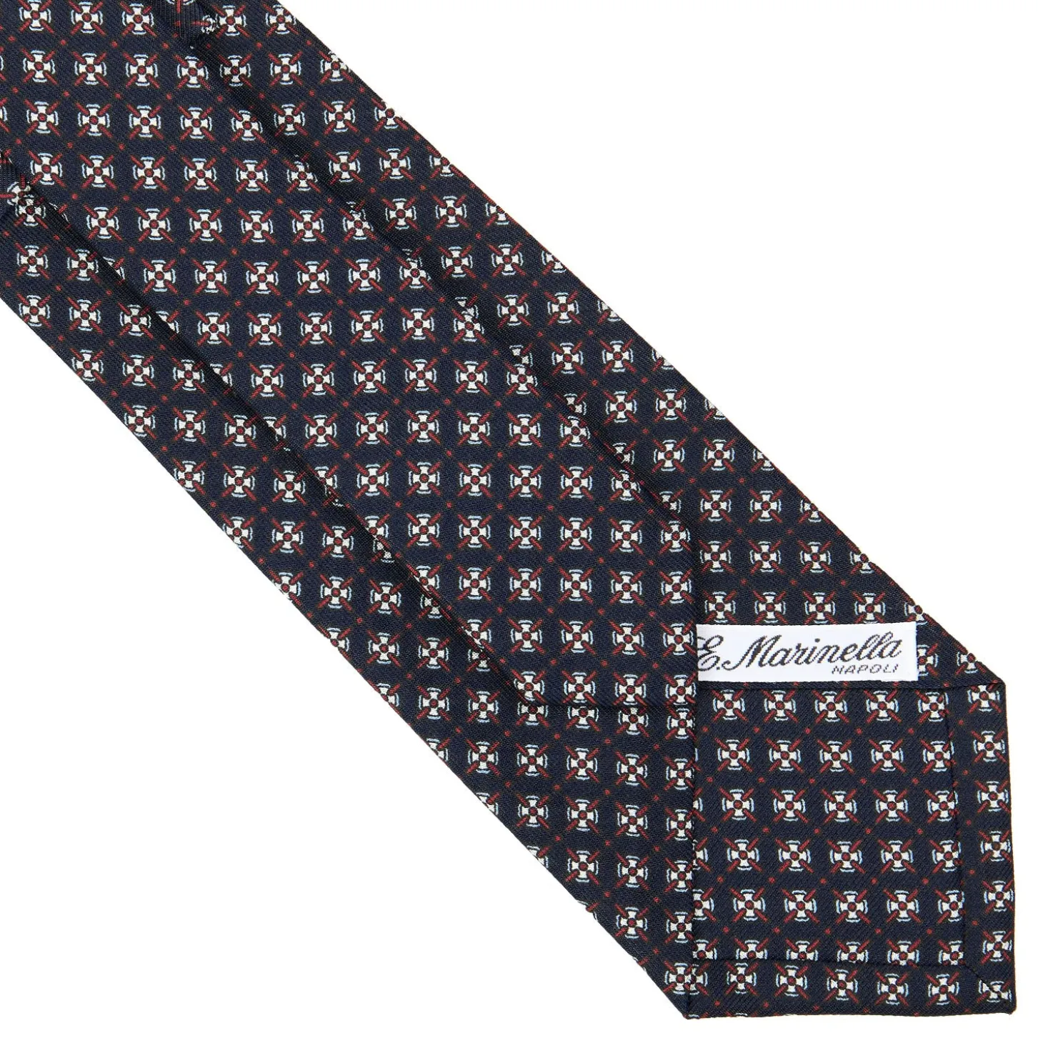 CRAVATTA SARTORIALE CLASSICA IN SETA BLU SCURO Microfantasia fiore