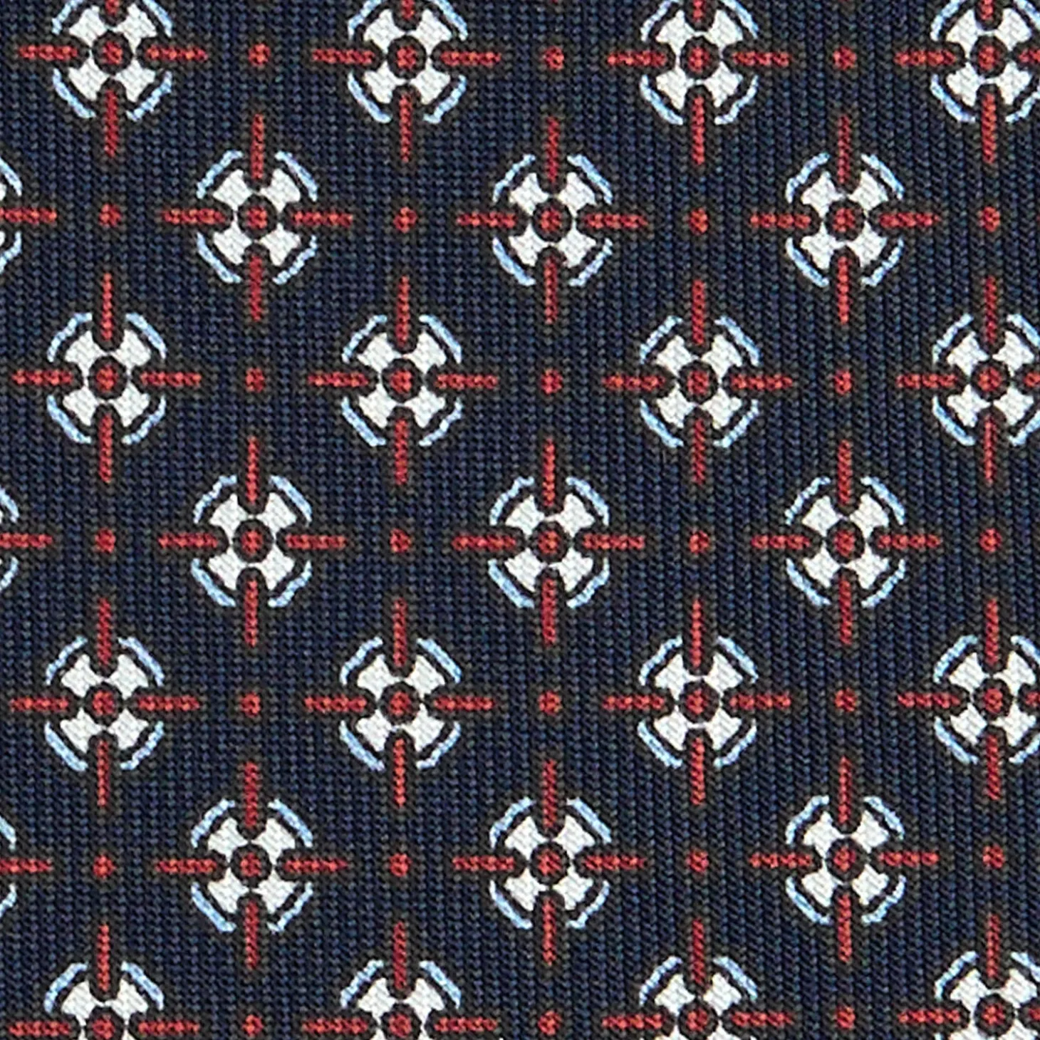 CRAVATTA SARTORIALE CLASSICA IN SETA BLU SCURO Microfantasia fiore