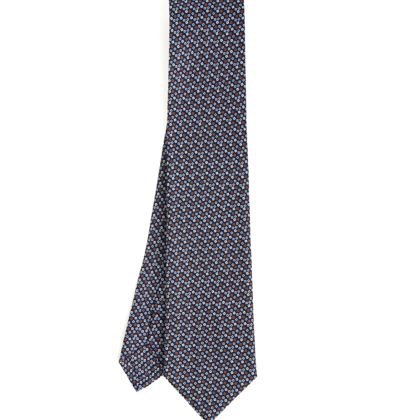 CRAVATTA SARTORIALE CLASSICA IN SETA BLU SCURO Microfantasia fiore