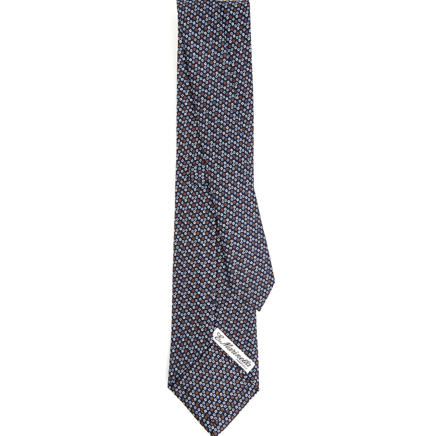 CRAVATTA SARTORIALE CLASSICA IN SETA BLU SCURO Microfantasia fiore