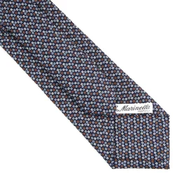 CRAVATTA SARTORIALE CLASSICA IN SETA BLU SCURO Microfantasia fiore
