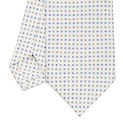 CRAVATTA SARTORIALE CLASSICA IN SETA BIANCA Microfantasia fiore