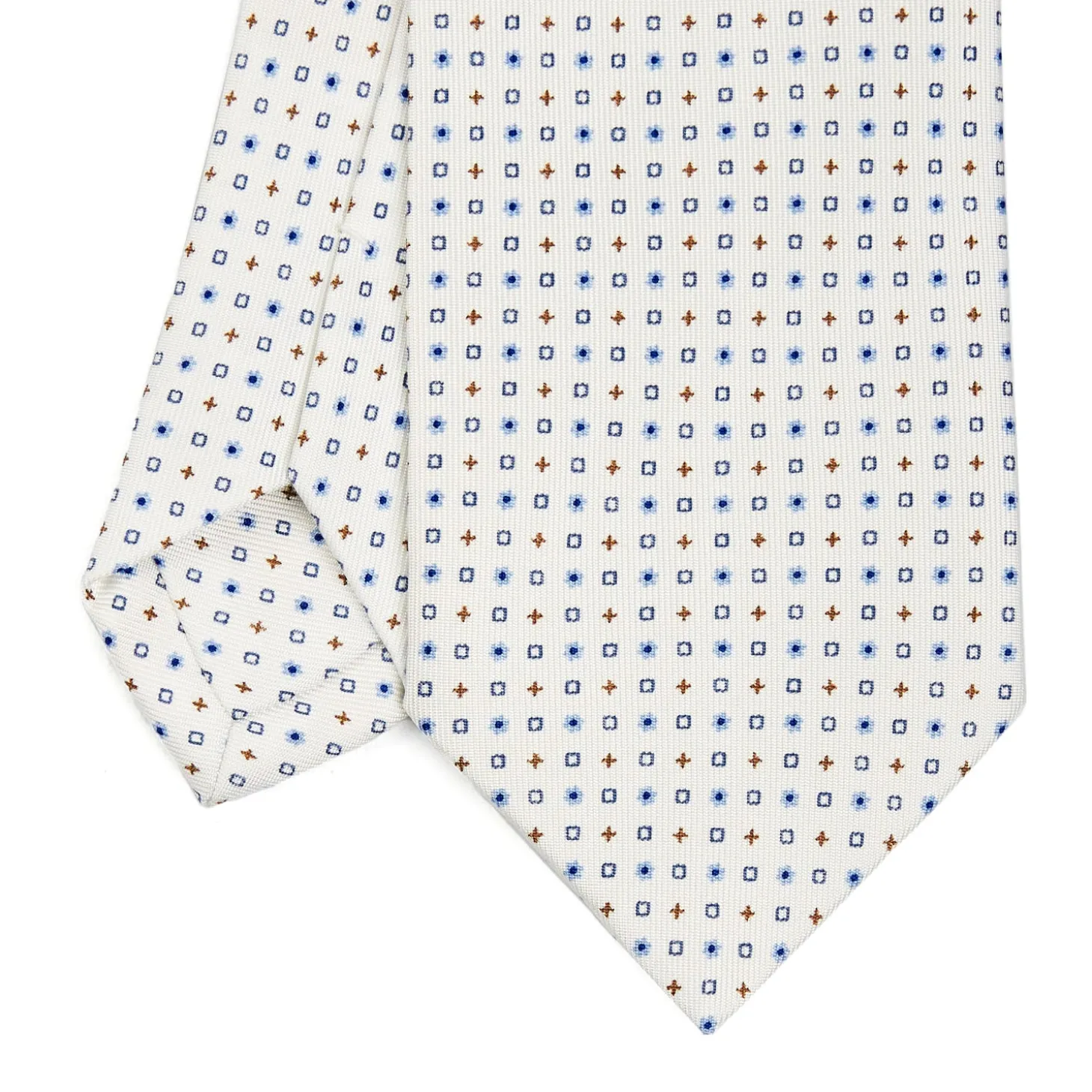 CRAVATTA SARTORIALE CLASSICA IN SETA BIANCA Microfantasia fiore