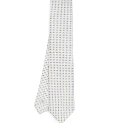 CRAVATTA SARTORIALE CLASSICA IN SETA BIANCA Microfantasia fiore