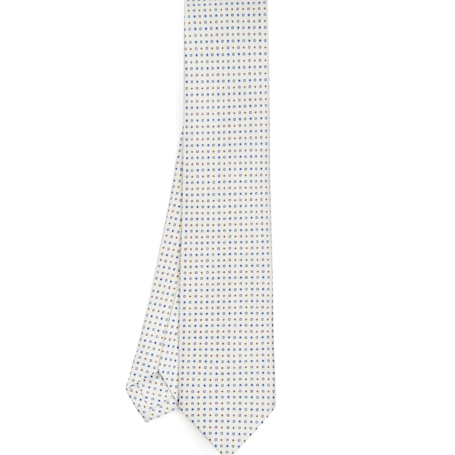 CRAVATTA SARTORIALE CLASSICA IN SETA BIANCA Microfantasia fiore