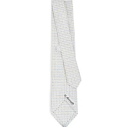 CRAVATTA SARTORIALE CLASSICA IN SETA BIANCA Microfantasia fiore