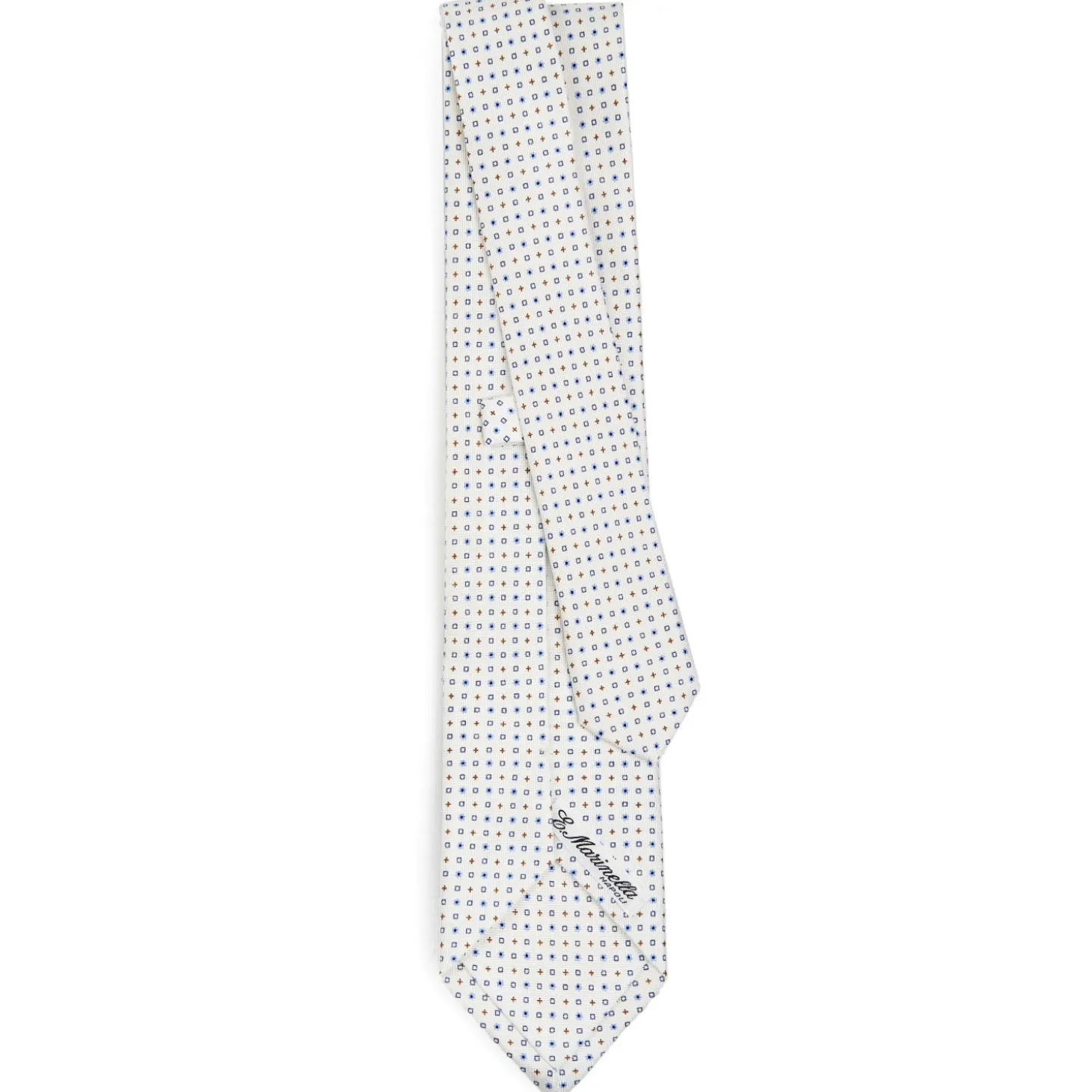 CRAVATTA SARTORIALE CLASSICA IN SETA BIANCA Microfantasia fiore