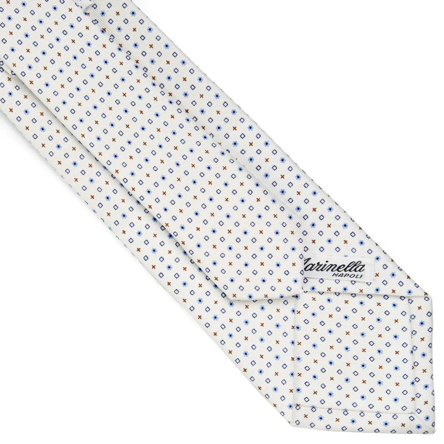 CRAVATTA SARTORIALE CLASSICA IN SETA BIANCA Microfantasia fiore