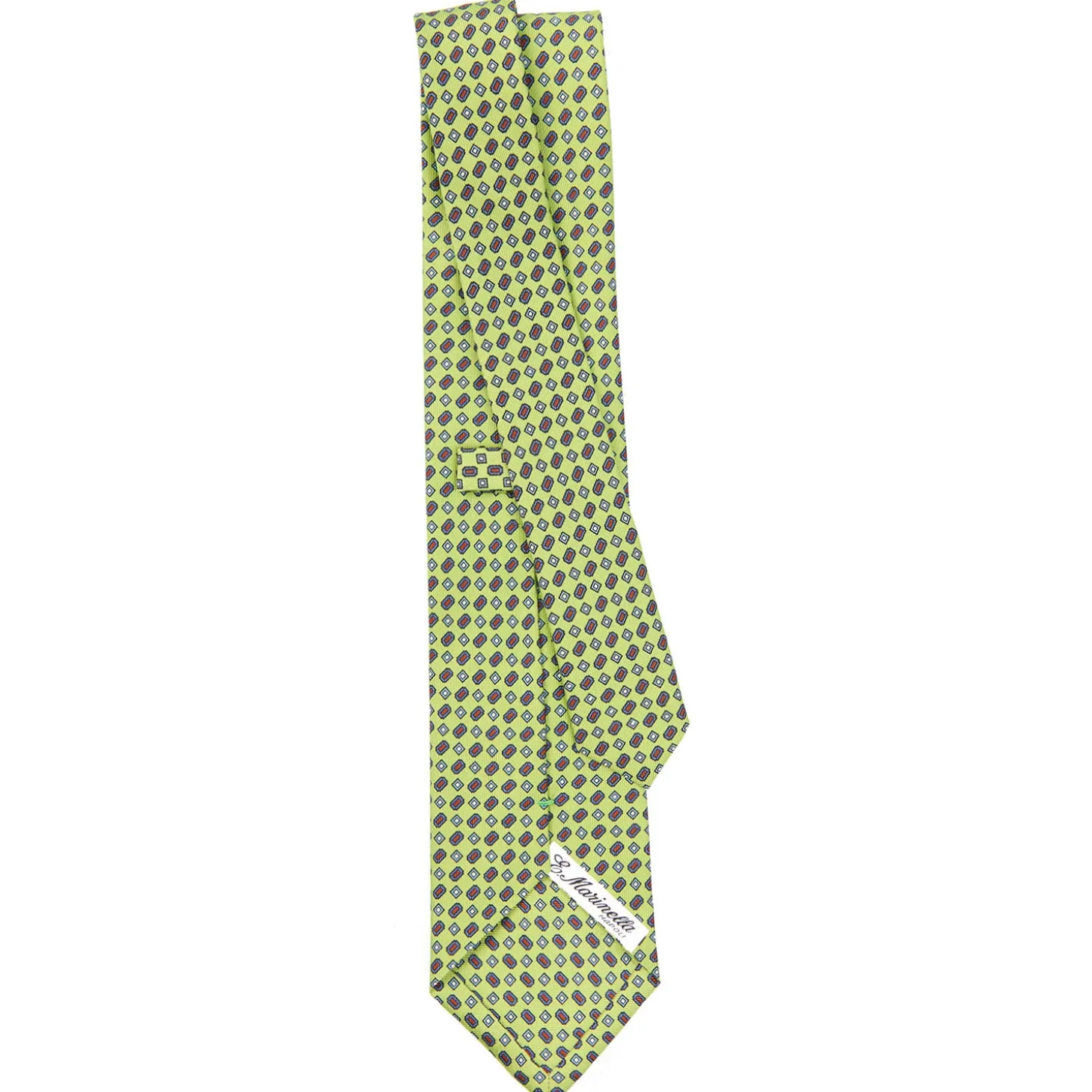 CRAVATTA SARTORIALE CLASSICA IN SETA VERDE CHIARO Microfantasia fiore