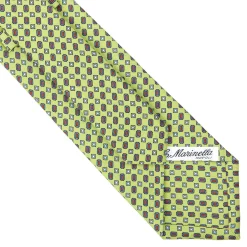 CRAVATTA SARTORIALE CLASSICA IN SETA VERDE CHIARO Microfantasia fiore