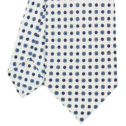 CRAVATTA SARTORIALE CLASSICA IN SETA BIANCA Microfantasia fiore