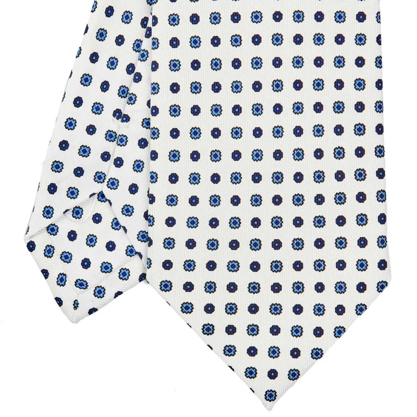 CRAVATTA SARTORIALE CLASSICA IN SETA BIANCA Microfantasia fiore