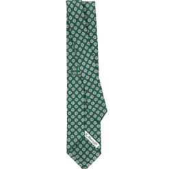 CRAVATTA SARTORIALE CLASSICA IN SETA VERDE SCURO Microfantasia fiore