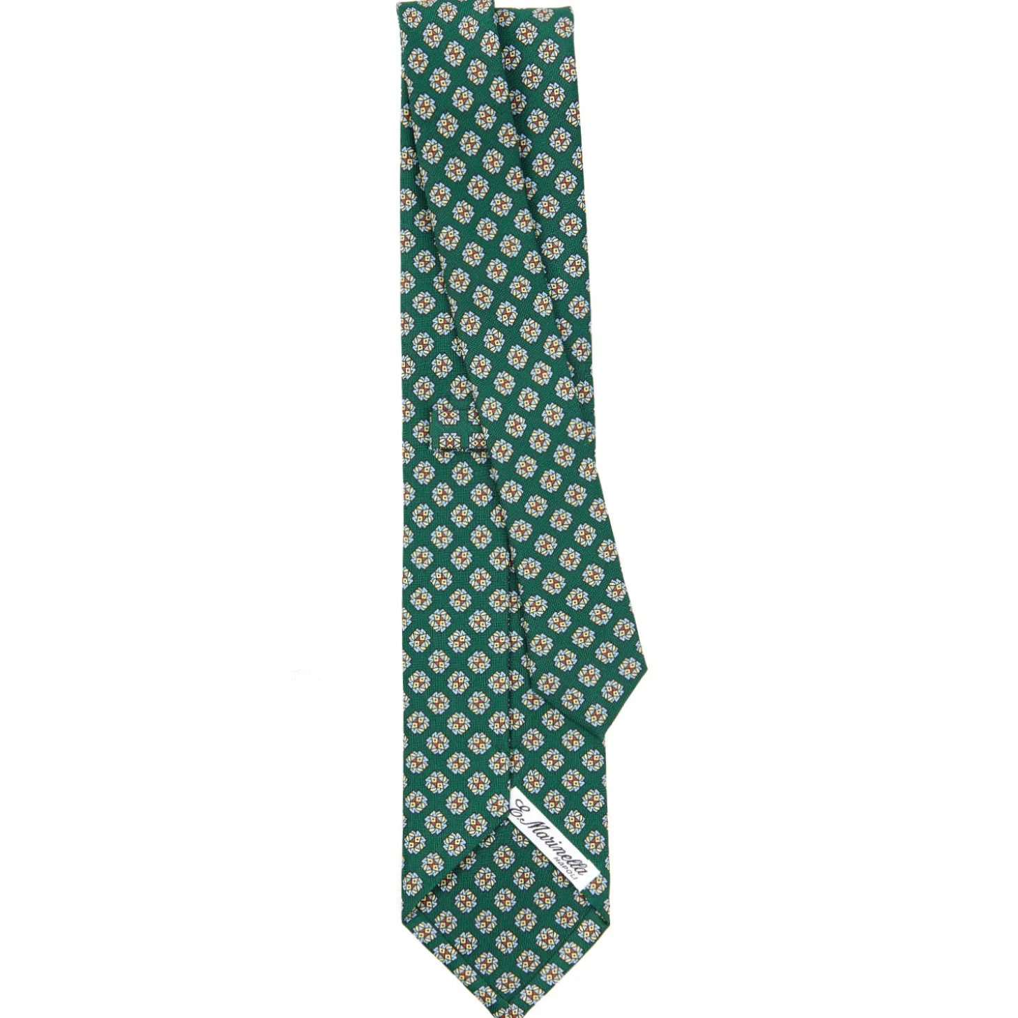 CRAVATTA SARTORIALE CLASSICA IN SETA VERDE SCURO Microfantasia fiore