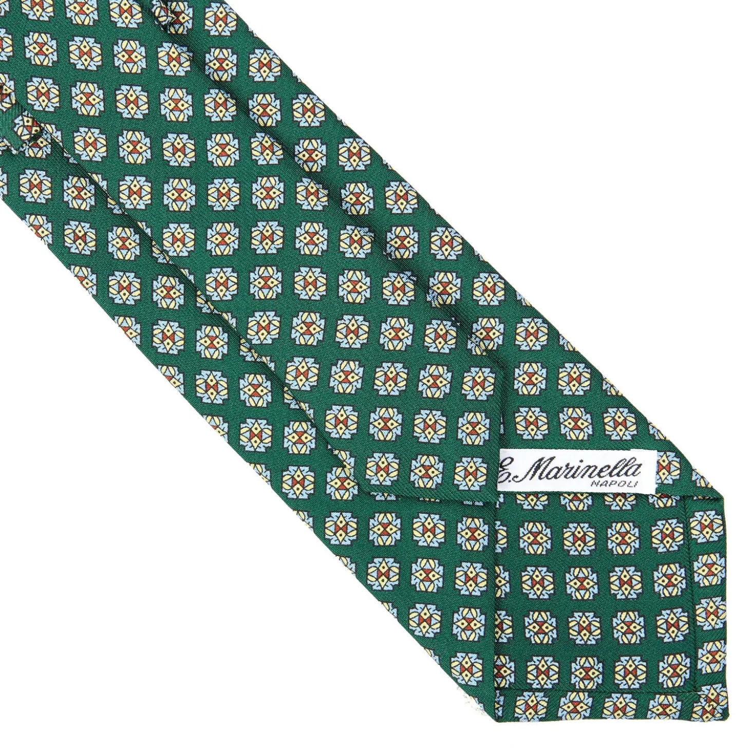 CRAVATTA SARTORIALE CLASSICA IN SETA VERDE SCURO Microfantasia fiore